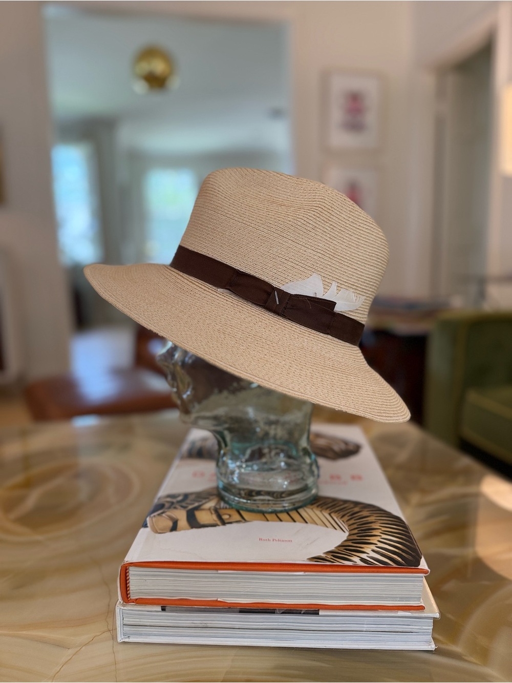Classic Straw Fedora Hat with Brown Band - Neutral - STETSON